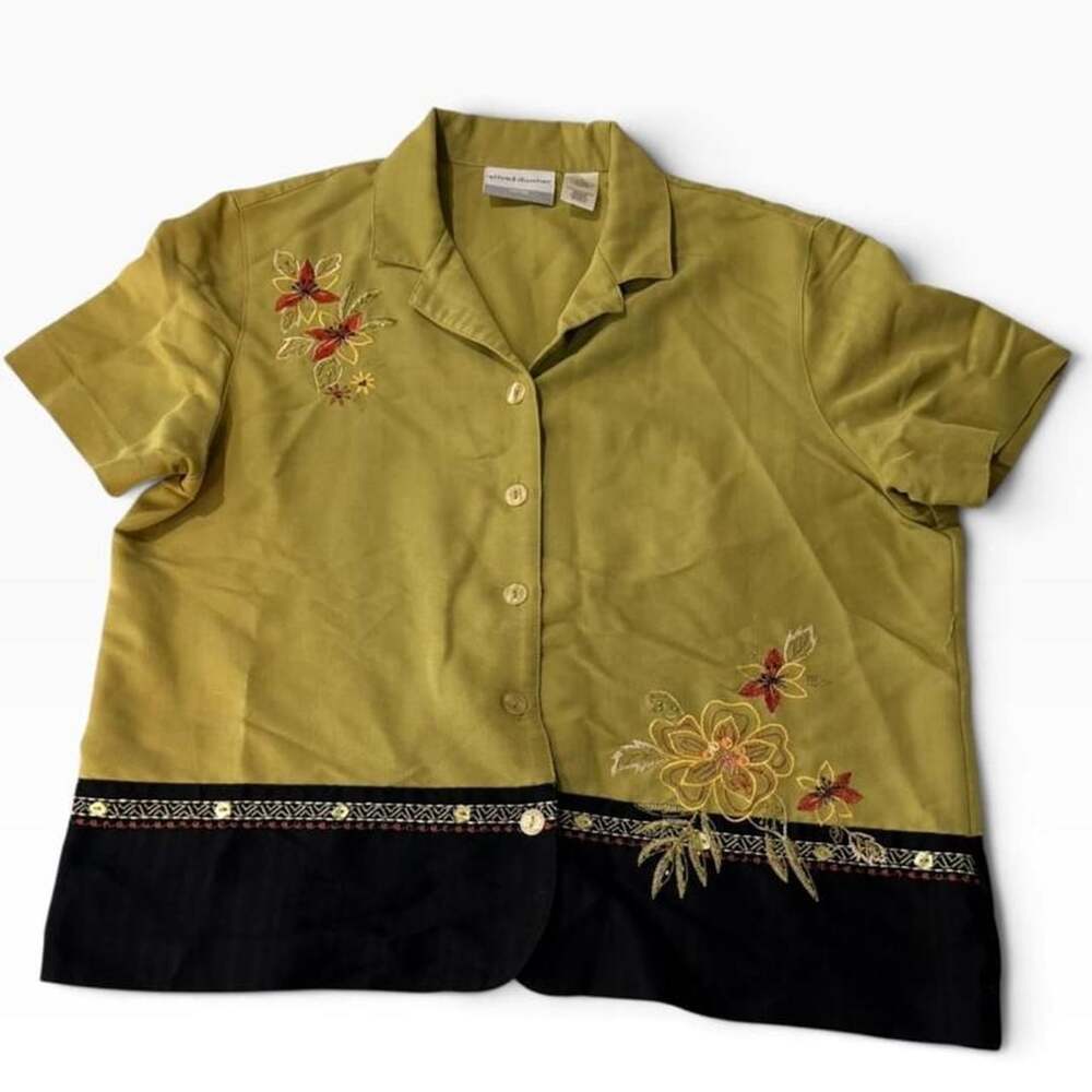 Alfred Dunner Embroidered Button Up Blouse